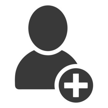 usuario perfil icono con añadir símbolo silueta aislado en blanco antecedentes vector