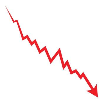 A red arrow pointing downward on a white background vector