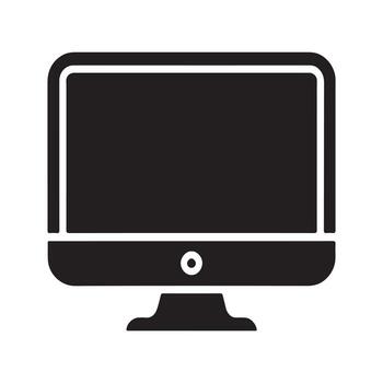 Work Desk Computer Monitor Solid Icon vector