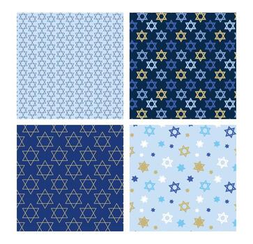Star of David pattern designs in various colors vector