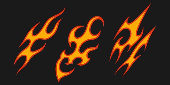 Set effect element flame effect vfx isolated illustration vector