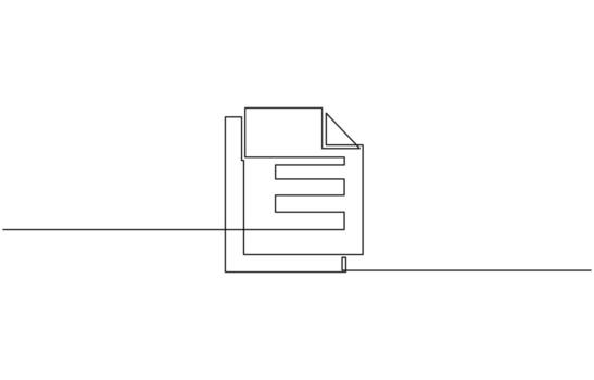 Single line drawing of a document paper outline documents background vector
