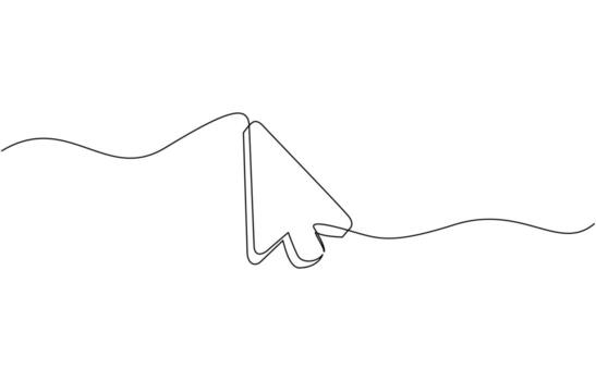 continuo dibujo de cursor flecha. uno línea icono de cursor flecha. un soltero línea dibujo de un cursor. continuo línea cursor icono. vector