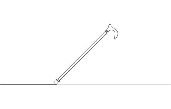 Walking stick continuous one line drawing, Elegant walking stick design vector