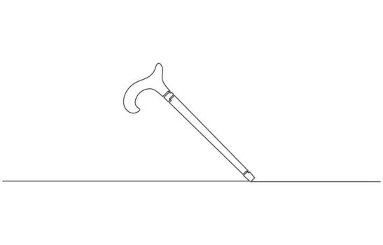 Walking stick continuous one line drawing, Elegant walking stick outline. vector