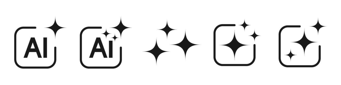 ai generar icono colocar. ai brillar estrella con cuadrado símbolo. artificial inteligencia tecnología y máquina aprendizaje concepto vector