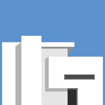 Abstract minimal building with blue sky background. Geometric Modern Architecture Illustration. Minimal Colorful Building on a Sunny Day. Abstract Shapes and Flat colorful building Design. Modern art. vector