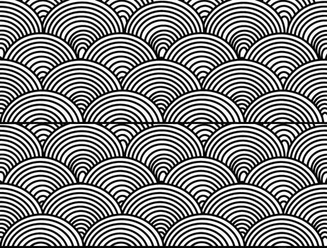 seamless concentric wave pattern inspired by West Javanese batik style, geometric decorative line ornament design vector