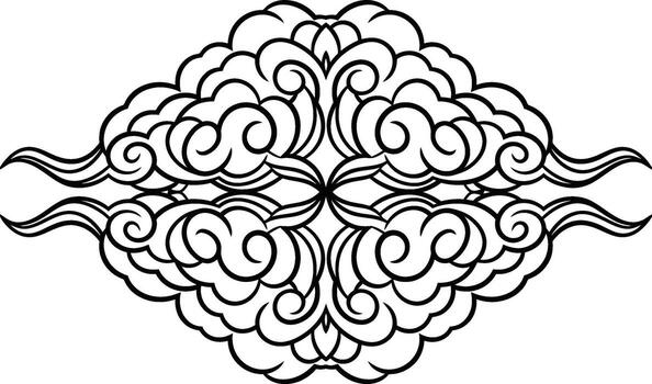 nube remolino ornamento inspirado por Oeste javanés batik estilo, decorativo simétrico ola modelo para textil y marca diseño vector