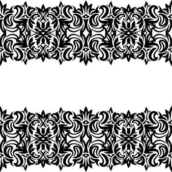 decorative border ornament inspired by West Javanese batik style, symmetrical abstract frame pattern for packaging and invitation design vector