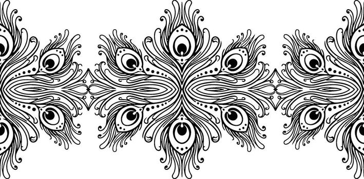 pluma remolino ornamento inspirado por Oeste javanés batik estilo, decorativo simétrico modelo para textil y moderno marca diseño vector