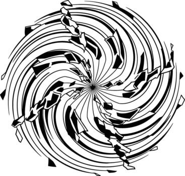 Abstract Hypnotic Swirling Tunnel, a Spiraling Op Art Design with Jagged Fragments and a Psychedelic Effect vector