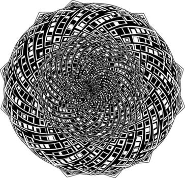 Abstract Hypnotic Fractal with Spiraling Diamond Shapes, an Intricate Op Art Ornament with a Psychedelic Effect vector