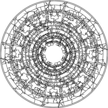celestial anillo enrejado ornamento inspirado por Beijing tradicional arquitectura, resumen decorativo circular modelo vector