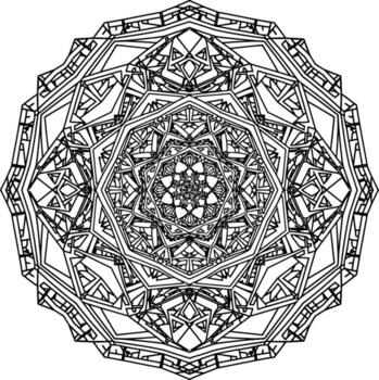 geometric mandala ornament inspired by Beijing architectural lattice, abstract octagonal layered pattern vector