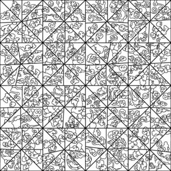 geometric cloud lattice ornament inspired by Beijing traditional style, abstract decorative triangle pattern vector