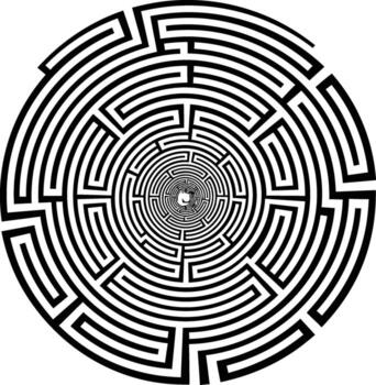 Abstract Circular Maze, an Intricate Labyrinth with Concentric Paths and a Hypnotic Geometric Pattern vector