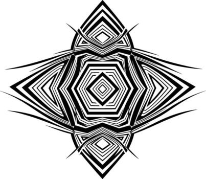 Abstract Asymmetrical Composition of Flowing Tribal Lines and Diamond Shapes, with Irregular Concentric Geometry Inspired by Lanna Art vector