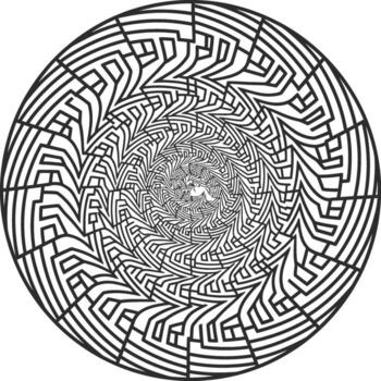 espiral geométrico ornamento inspirado por Beijing enrejado arquitectura, resumen circular laberinto modelo vector