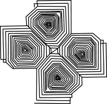 Abstract Geometric Spirals, a Modern Op Art Design with Four Concentric Shapes in a Symmetrical Composition vector