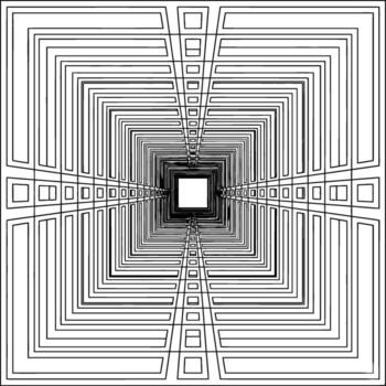 optical corridor lattice ornament inspired by Beijing traditional architecture, abstract geometric perspective pattern vector