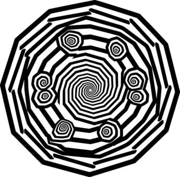 Abstract Hypnotic Spiral Tunnel, an Op Art Design with Concentric Octagonal Shapes and a Psychedelic Effect vector