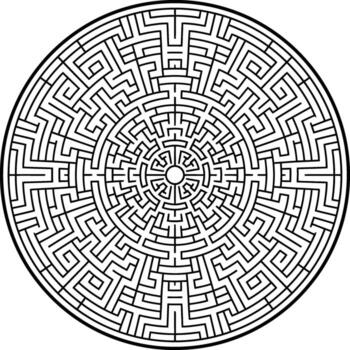 geométrico circular laberinto ornamento inspirado por Beijing enrejado patrón, resumen decorativo simetría diseño vector