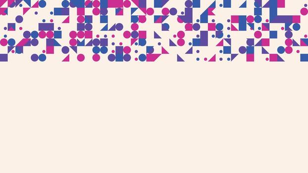 Geometric abstract pattern with circles squares triangles in blue pink vector