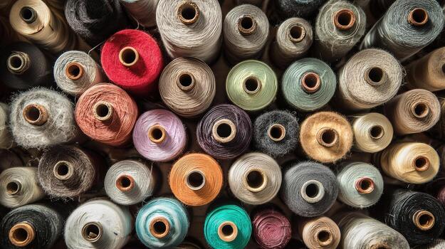Tightly packed textile bobbin pattern photo