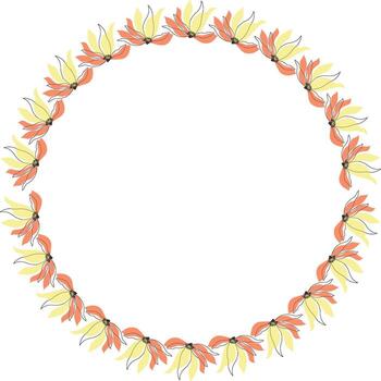 Spring meadow frame. Rectangle frame with flowers. Cute daisy empty frame box. Hand drawn illustration vector