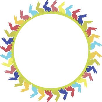 Easter bunny empty frame. Easter rabbit template. Spring Easter bunny rabbit. Baby shower design vector