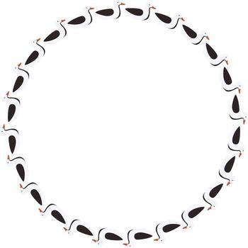 Simple swimming duck frame. Cartoon duck floating on water. Wildlife bird on white background template vector