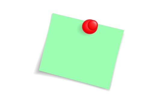 Paper sticker attached with pin. Blank paper note template for messages, reminders, or stationery design elements vector