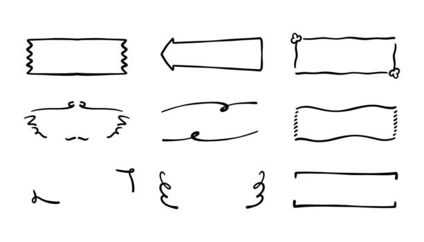 Collection of hand drawn text boxes, banners, and frames. Rustic brush stroke style with cute tags, labels, and ornaments. Ideal for headlines, notes, badges vector