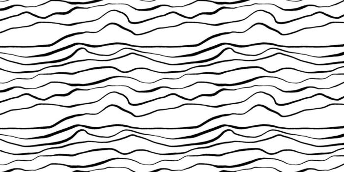 resumen sin costura modelo con dinámica ondulado líneas. dibujado a mano garabatear curvo rayas crear un mínimo negro y blanco antecedentes. Perfecto para de inspiración asiática tela, fondo de pantalla, y envase papel. vector