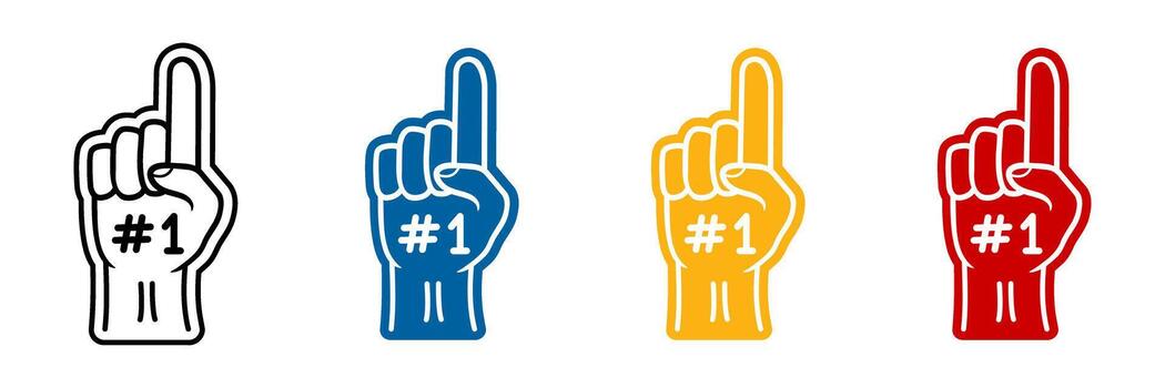 Foam fingers with hands set. Linear and flat style. vector
