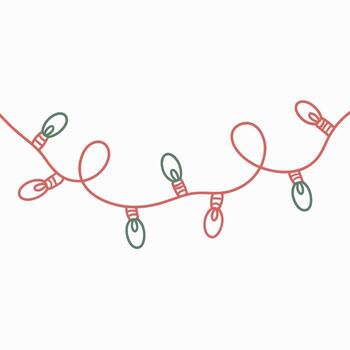 Delicate string lights form a simple line vector