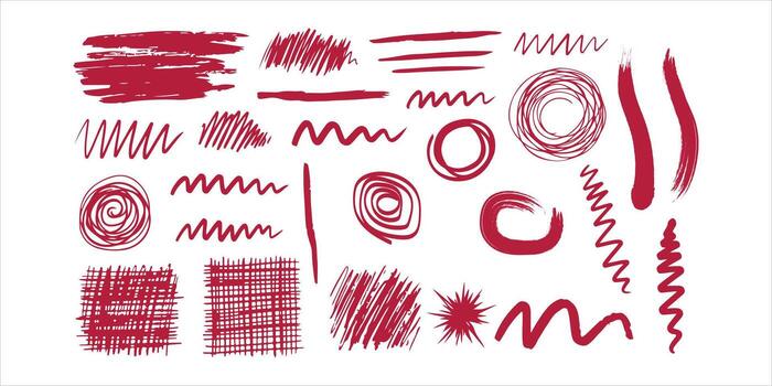 Set of various handdrawn brush strokes and scribbles, perfect for adding a touch of artistic flair to your designs vector