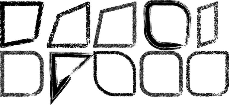 Collection of grunge textured geometric shapes and frames for design projects vector
