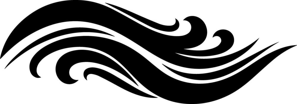 Abstract Black Wave Design with Flowing Lines and Curves. vector