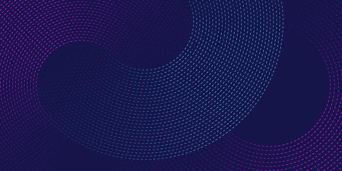 Abstract Dotted Concentric Circles with Gradient Colors on Dark Blue Background. vector