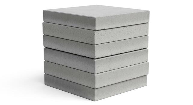Stack of gray paving stones isolated on white background photo