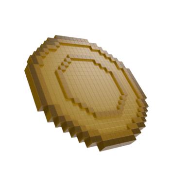 3d render voxel ou pixel arte estilo dourado moeda, digital moeda conceito para jogos, cripto, blockchain, virtual ativo, finança, e moderno tecnologia png