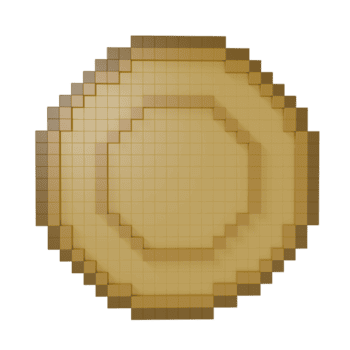 3d render voxel ou pixel arte estilo dourado moeda, digital moeda conceito para jogos, cripto, blockchain, virtual ativo, finança, e moderno tecnologia ilustração png