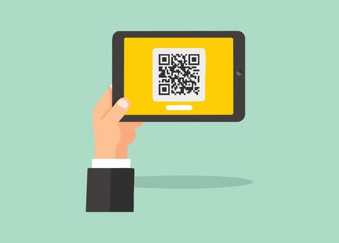 qr código monitor en tableta dispositivo vector