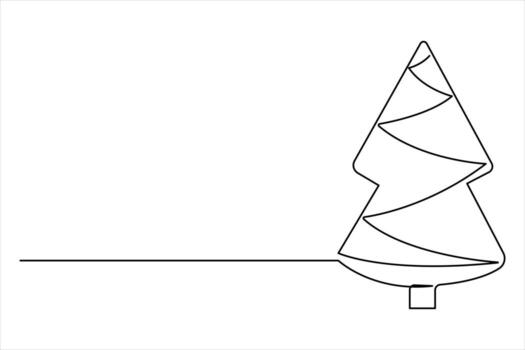 Navidad árbol continuo uno línea Arte dibujo de árbol diseño. Navidad árbol soltero línea contorno ilustración aislado en blanco antecedentes vector