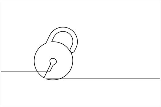 Continuous single line drawing of padlock single line of lock padlock vector
