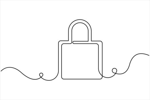 Continuous one line drawing of padlock single line of lock padlock continuous one line art vector