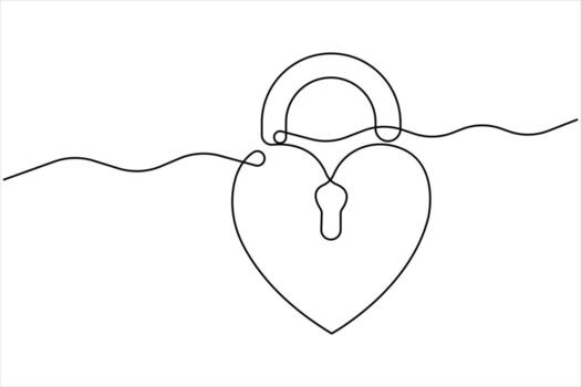 Continuous one line drawing of padlock single line of lock padlock outline vector