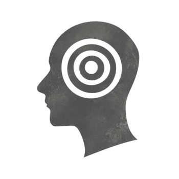 profilo testa silhouette con concentrico Audio onda icona centrato dentro, pulito negativo spazio e medio grigio tono, simbolico e moderno, isolato su trasparente sfondo. png